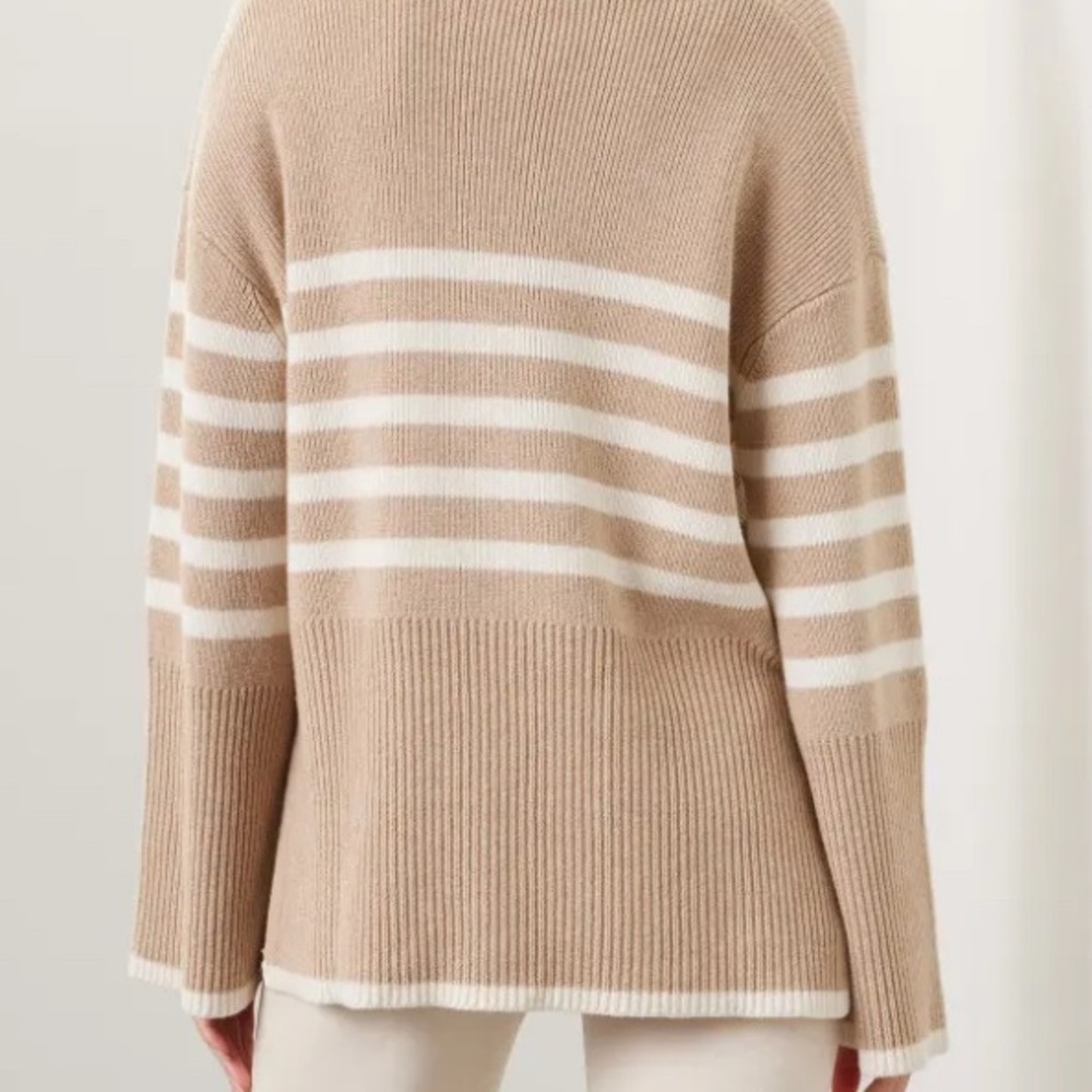 RAILS Tessa Sweater Beige and White Striped Turtleneck Sweater - Picture 3 of 6